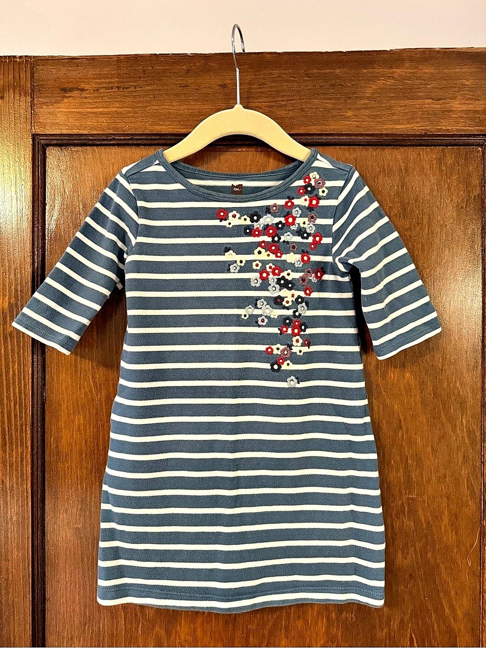 Tea Collection Girls Striped Dress in Blue & White Size 4
